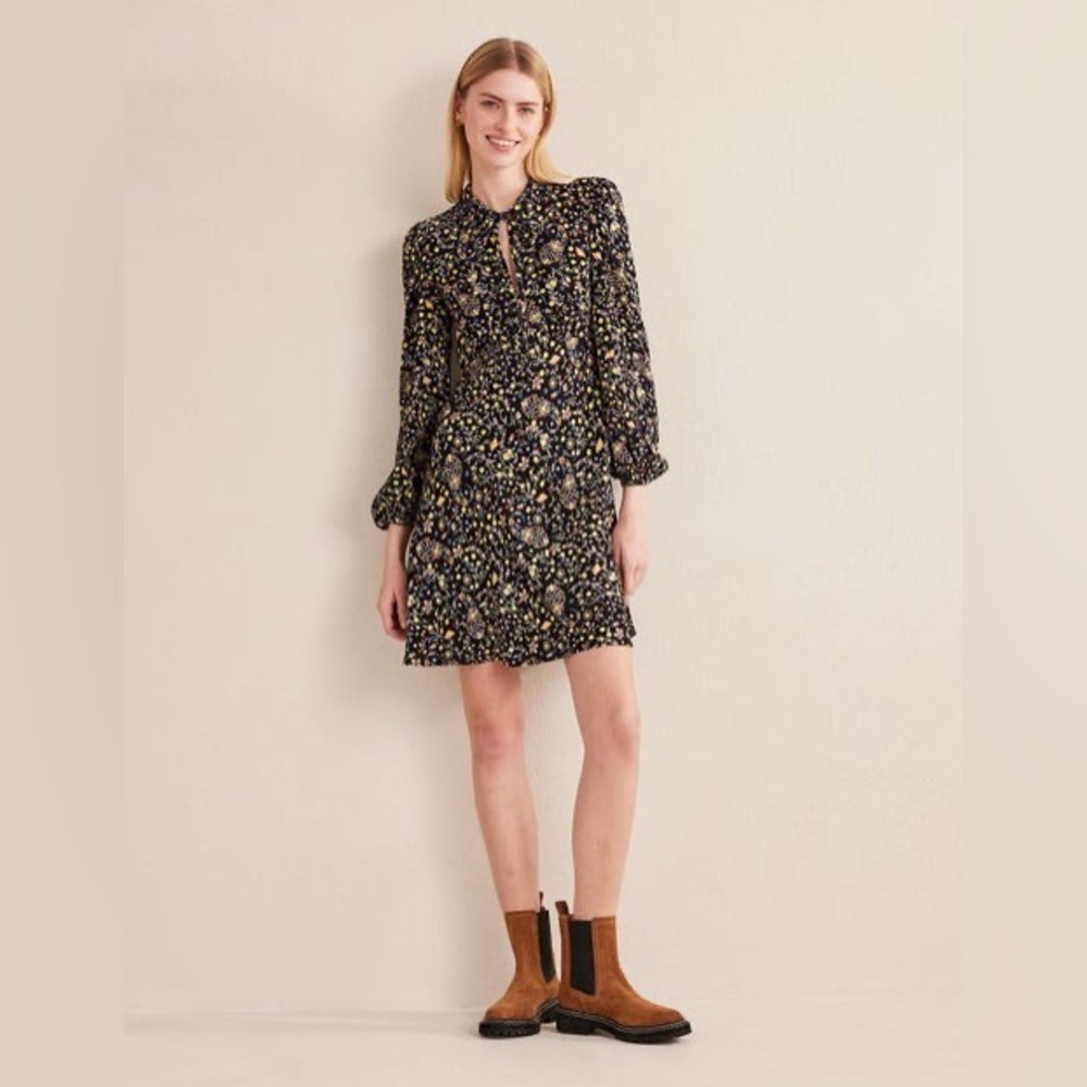 Boden UK Tie Neck Shirt Dress NWT Sold Old Online US 4 UK 8 Wildflower Paisley